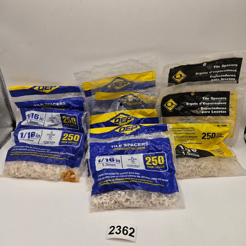 LOT OF 9 - QEP 1/16in TILE SPACER FOR FLOOR OR WALL TILES 250 PIECES/BAG NWT
